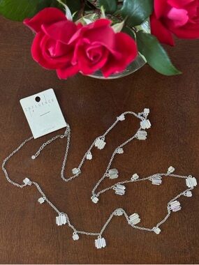 Influence - Adjustable Length Silver Multi-Charm Station Necklace APX 17” - 20”
